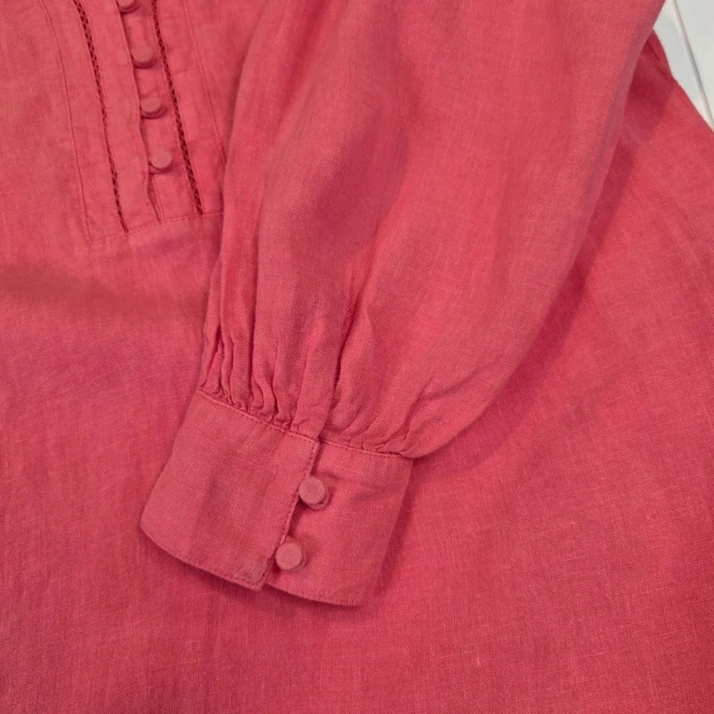 J.McLaughlin Women's S Nylee‎ 100% Linen Shift Dress Rose Pink 3/4 Sleeve NEW